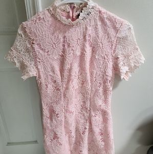 High Neck Lace Midi Dress